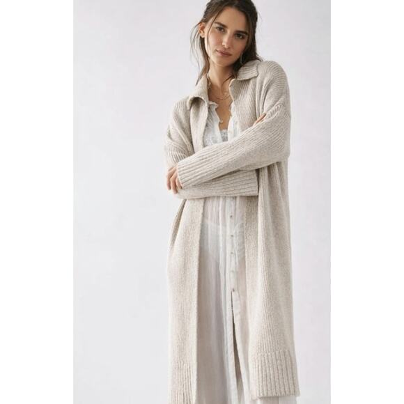 Free People Sweaters - Free People cream ribbed finley maxi cardigan sweater